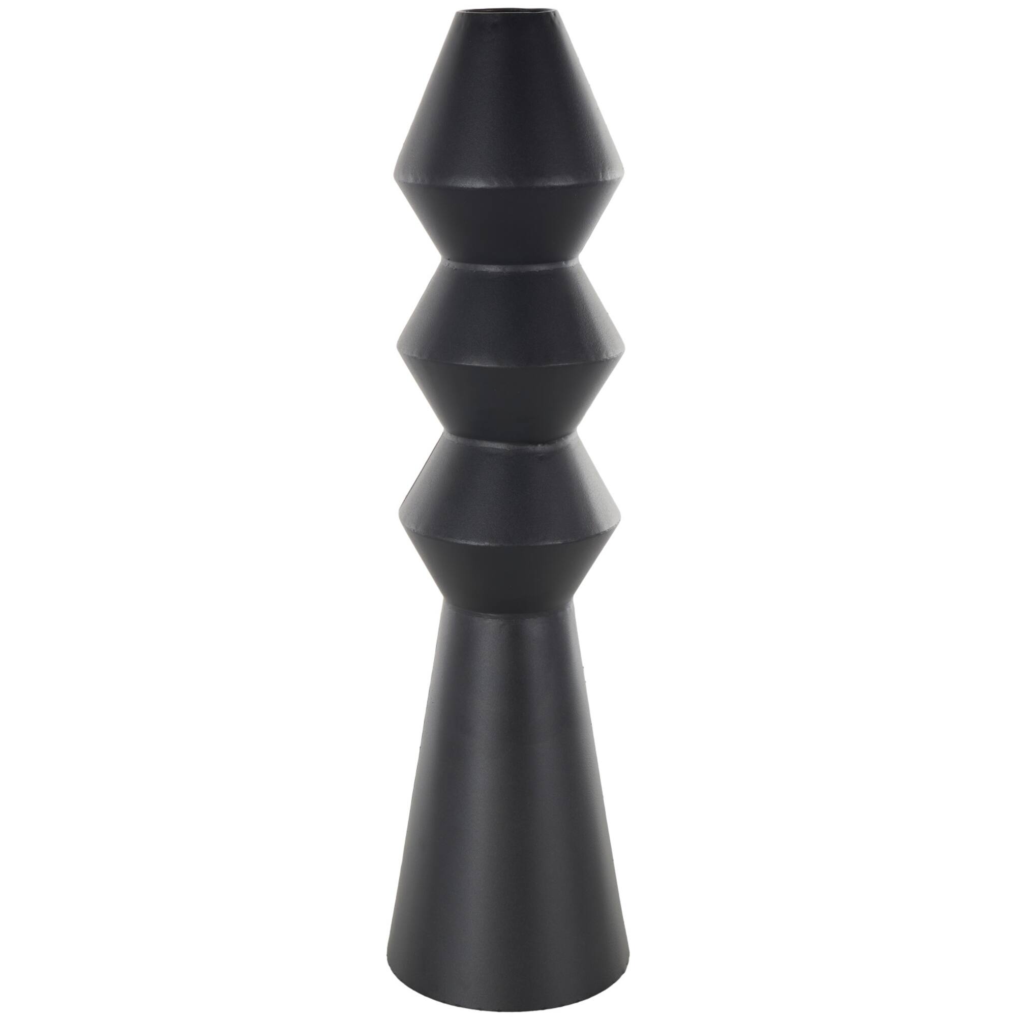 24" Black Metal Art Deco Fluted Vase